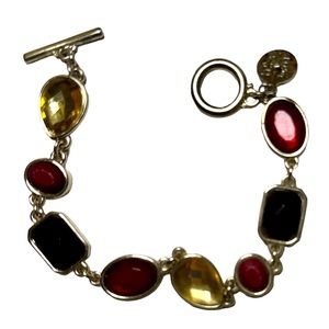 Stunning White House Black Market Toggle bracelet-gold, burgundy stones